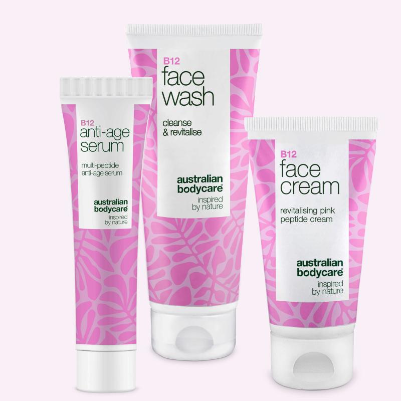 Ansigtsrens  Serum Og Creme Med B12 Til Moden Hud ?  Effektiv Hudpleje Til Moden Hud Med B12  Rens  Serum Og Creme For Fasthed Og Strålende Hud