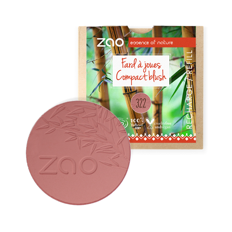 Zao  økologisk Compact Blush  322 Brown Pink  Refill  9 G