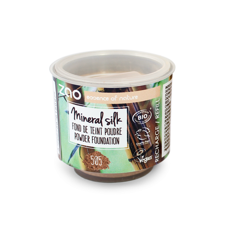 Zao  økologisk  Mineral Silk 505 Coffee Beige  Refill  13 5 G