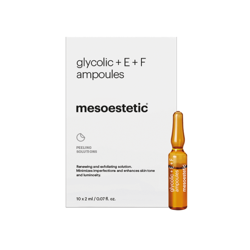 Mesoestetic Glycolic   E   F Ampoules   Antiage Ampuller Som øger Hudtone   Effektiv Mod Behandling Af Tegn På Aldring   10 X 2 Ml    Bestil Nu