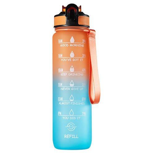 Motivational Bottle Motivationsflaske 1 Ltr Orange Grøn 1 L