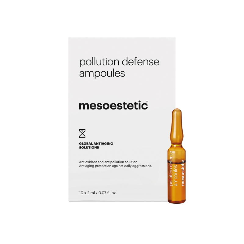 Mesoestetic Pollution Defense Ampoules   Antiage Ampuller Med Antioxidant Til Forebyggelse Af Tegn På Aldring   10 X 2 Ml    Banebrydende Beskyttelse