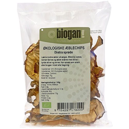 Biogan æblechips økologisk   75 G