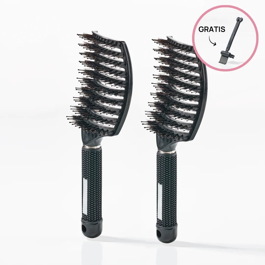2 Stk  Curved Paddle Brush   Gratis Gave   2 Stk Sort  Spar 12    Gratis Cleaning Brush
