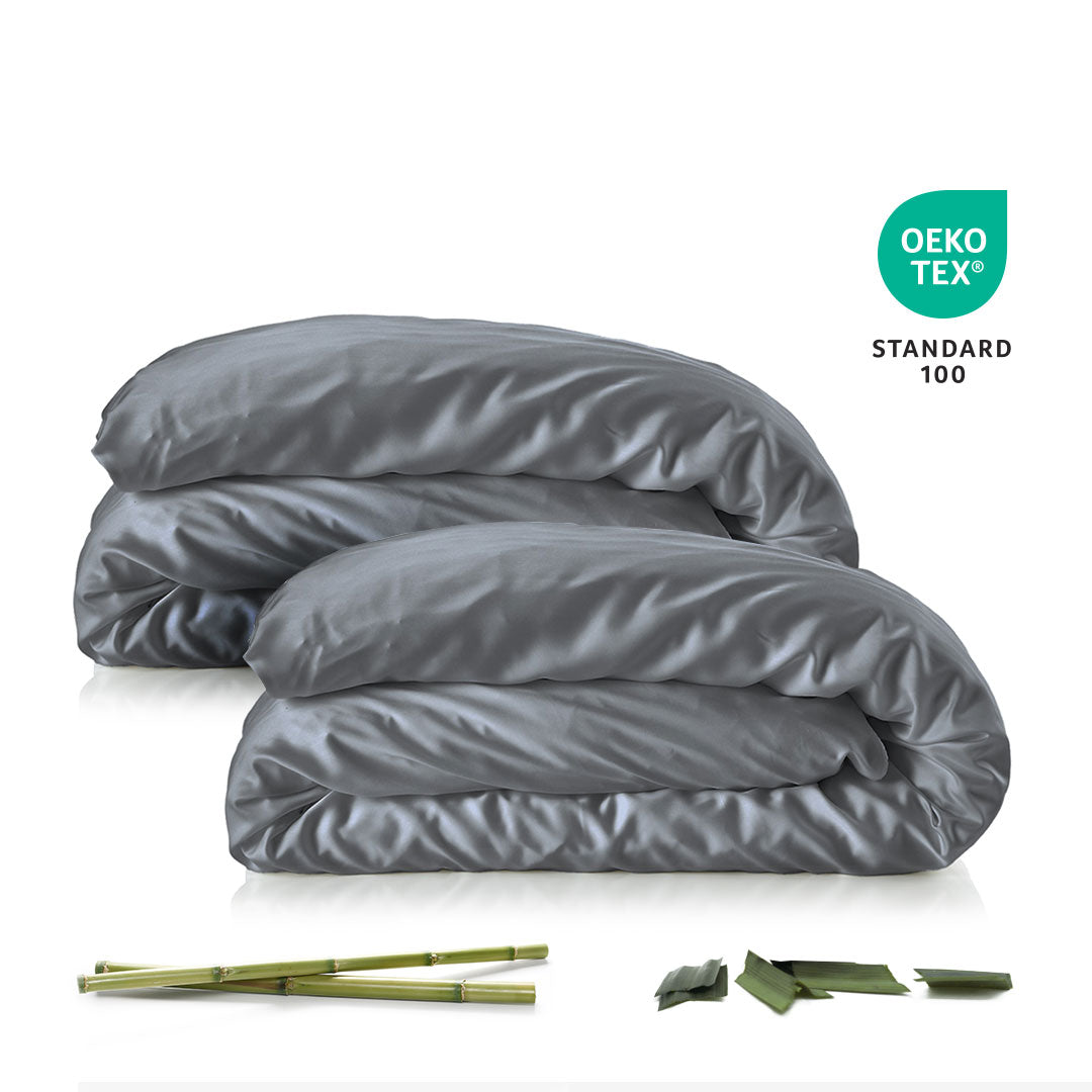 Bambus Dynebetræk   2 Stk   Spar 49 Kr    Grå   140x200